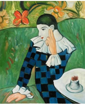 Harlequin Leaning on his Elbow by Pablo Picasso